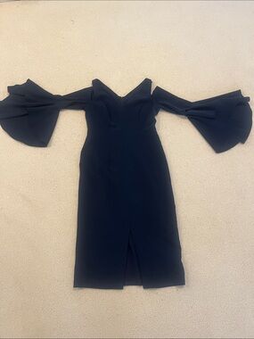 Maggy  London Cold ShoulderMidi Dress with Statement Bell Sleeves